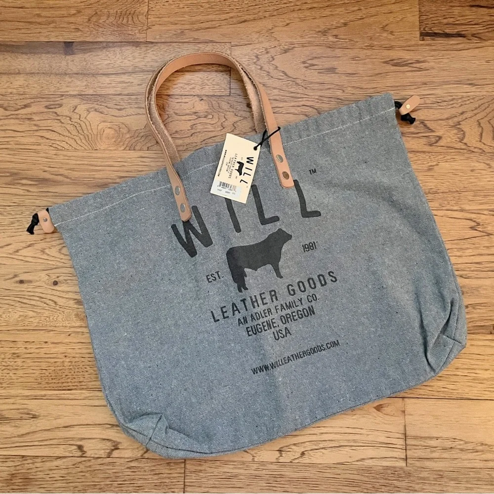 Will Leather Goods Gray/indigo tote - Picture 2 of 3